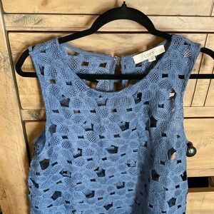 LOFT Light Blue Crochet Top